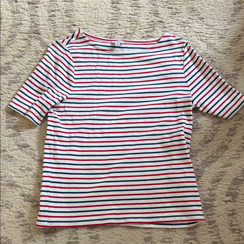 J. Crew Multicolor Striped Short Sleeve Tee Sz L